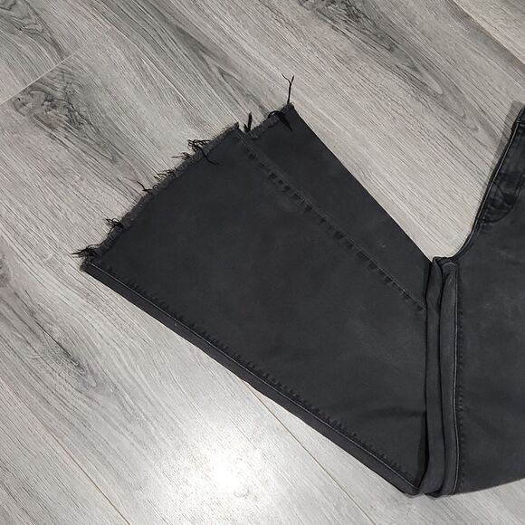 Black Washed Unpublished Raw Hem Flare Jeans - Picture 2 of 8